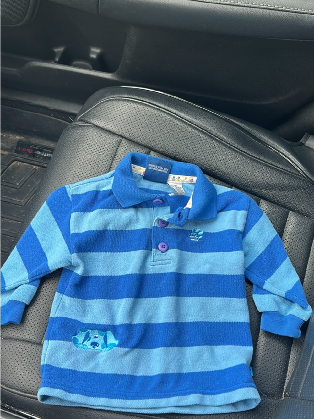 Blues Clues Kids 1999 Blue Striped Polo Shirt